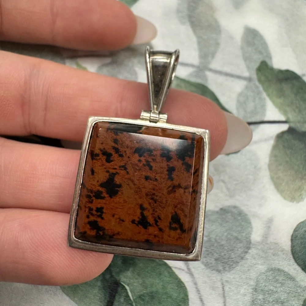 Stunning Mahogany Obsidian Pendant Set In Sterling Silver 17.5g